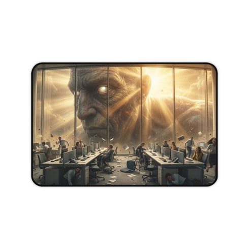 Giant Titan Overlooking Office Desk Mat | Surreal Apocalypse Scene