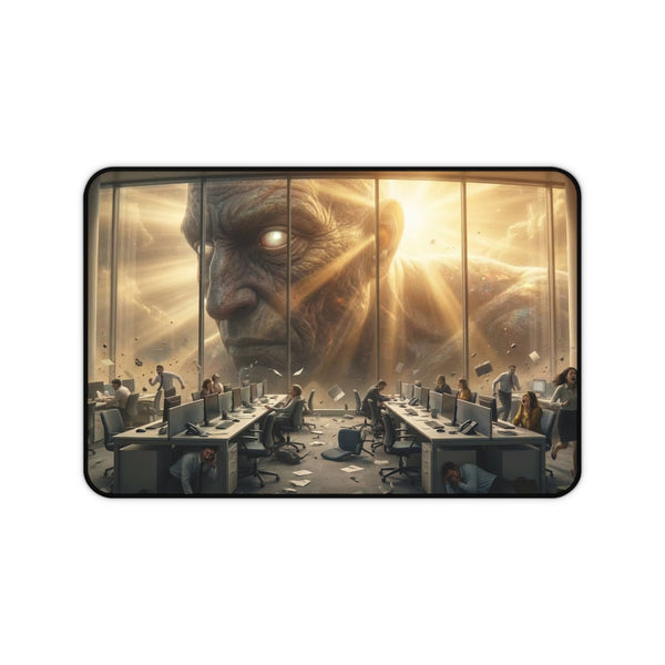 Giant Titan Overlooking Office Desk Mat | Surreal Apocalypse Scene