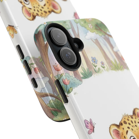 Cute Baby Leopard Playing with Yarn Tough Phone Case | Nursery Animal Phone Cover