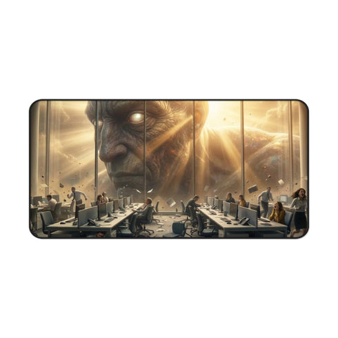 Giant Titan Overlooking Office Desk Mat | Surreal Apocalypse Scene