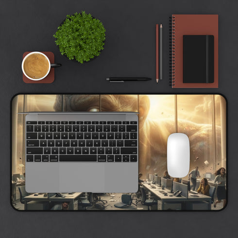 Giant Titan Overlooking Office Desk Mat | Surreal Apocalypse Scene