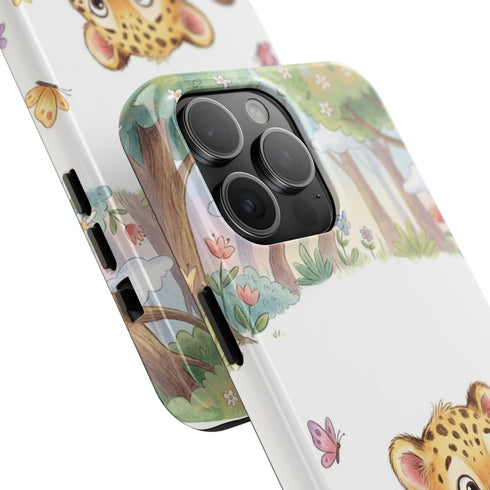 Cute Baby Leopard Playing with Yarn Tough Phone Case | Nursery Animal Phone Cover