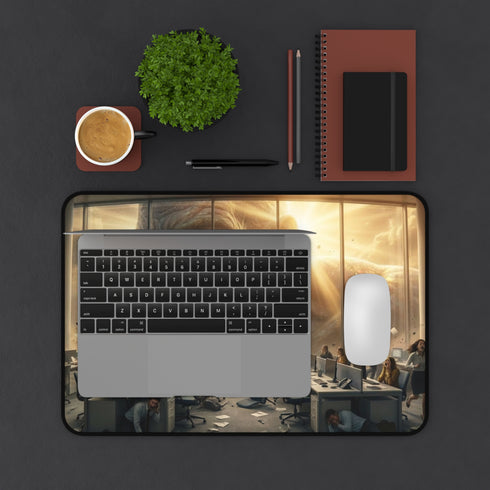 Giant Titan Overlooking Office Desk Mat | Surreal Apocalypse Scene