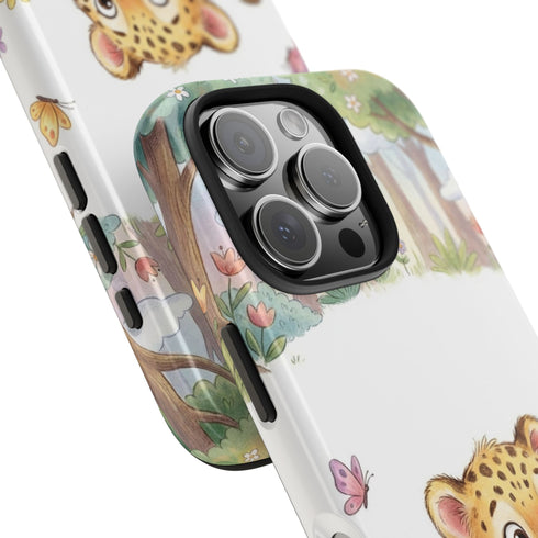 Cute Baby Leopard Playing with Yarn Tough Phone Case | Nursery Animal Phone Cover