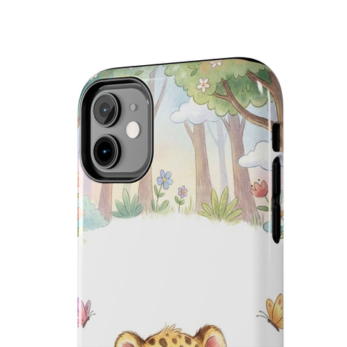 Cute Baby Leopard Playing with Yarn Tough Phone Case | Nursery Animal Phone Cover