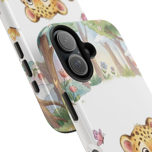 Cute Baby Leopard Playing with Yarn Tough Phone Case | Nursery Animal Phone Cover